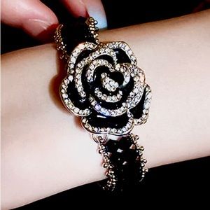 Stunning Beaded Camellia Flower Bracelet NIB